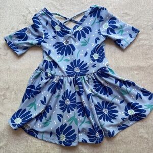 Dot Dot Smile Blue Floral Cross-Back Twirl Dress